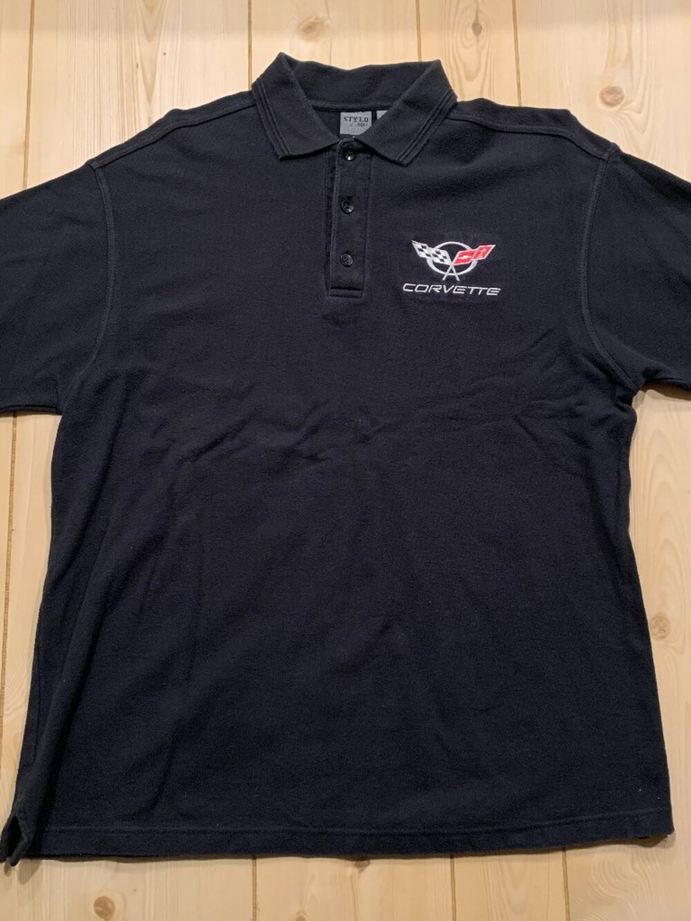 Vintage Y2K Corvette Chevy Chevrolet Sports Car Stylo Golf Luxury Polo Shirt L